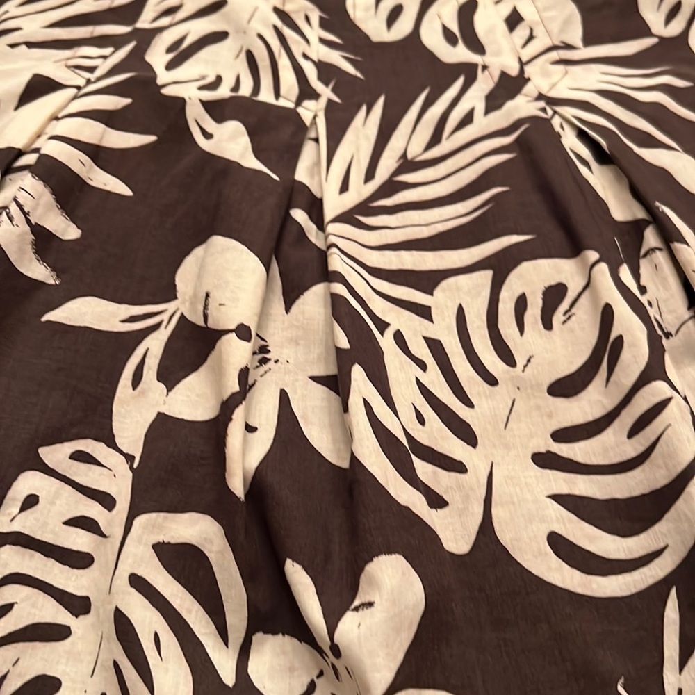 Chico's Women Pleated Skirt Brown Palm Leaf Hawaiin Print Size 2.5 - Picture 3 of 10